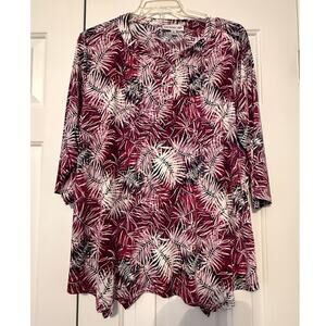 Southern Lady Women's Fern/Leaf Print Tunic, Size XL